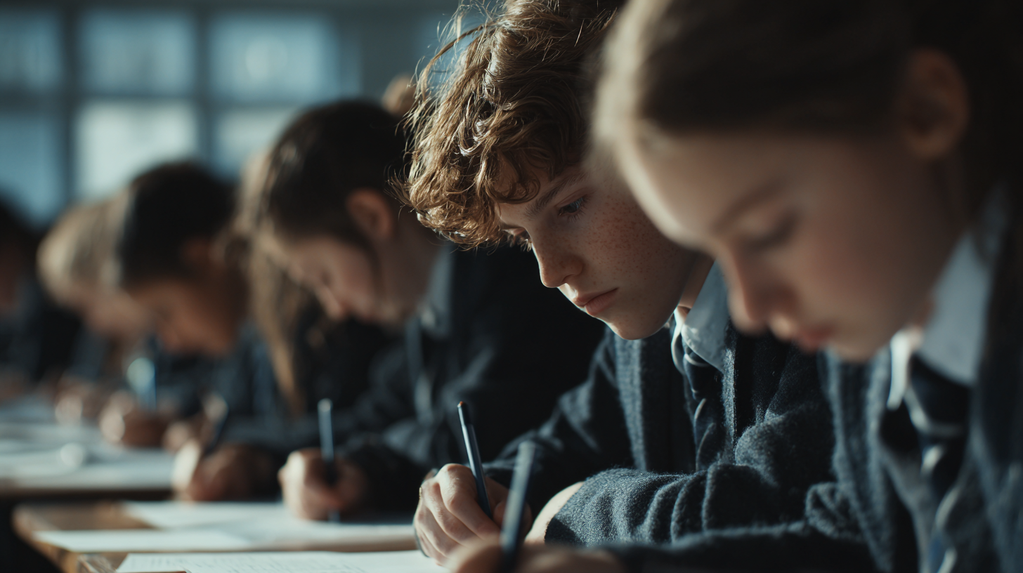 Students taking an exam